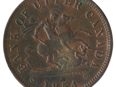 PC-6C1 1854 Upper Canada Penny Bank Token EF-AU (EF-45) Pitting Cheap