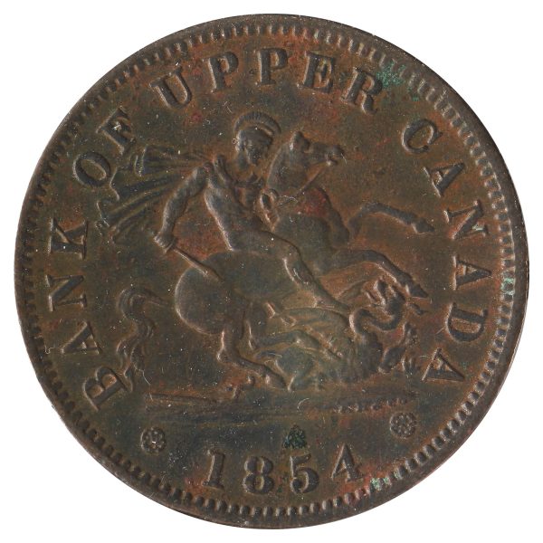 PC-6C1 1854 Upper Canada Penny Bank Token EF-AU (EF-45) Pitting Cheap