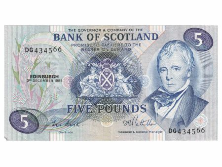 Scotland 1985 Bank of Scotland 5 Pound Note, SC121e, EF Hot on Sale