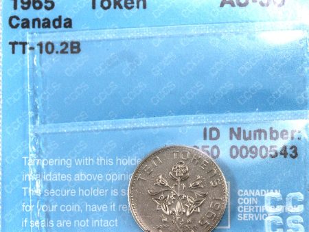 TT-10.2B 1965 Canada 10-cent Test Token CCCS Certified AU-50 For Cheap