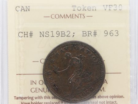 NS-19B2 1813 Nova Scotia Trade & Navigation Half Penny Token ICCS Certified VF-30 BR #963 Sale