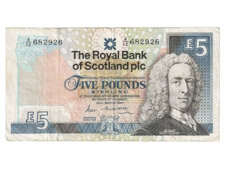 Scotland 1987 Royal Bank of Scotland 5 Pound Note, SC842, VF Supply