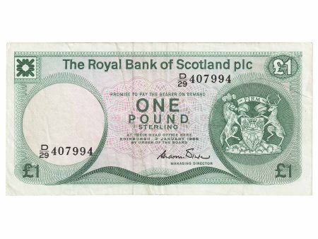 Scotland 1985 Royal Bank of Scotland 1 Pound Note, SC831b, EF Cheap