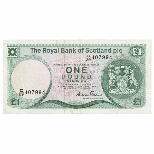 Scotland 1985 Royal Bank of Scotland 1 Pound Note, SC831b, EF Cheap