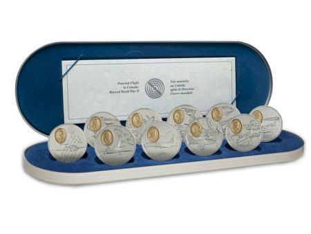 RDC 1995-1999 Canada Aviation Series Two Complete 10-coin Set with Deluxe Case (no outer box) For Cheap