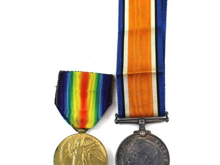 Pair of WWI British War Medals: Pte. W.E. Reeves (Toned corrosion) Online Sale