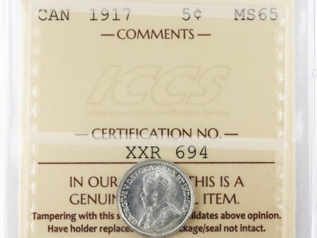 1917 Canada 5-cents ICCS Certified MS-65 (XXR 694) on Sale