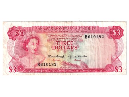 Bahamas Note, Pick #28a 1968 3 Dollars, Very Fine (VF-20) Tear Online Hot Sale