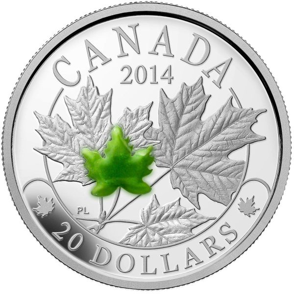 RDC 2014 Canada $20 Majestic Maple Leaves with Jade Fine Silver (impaired) Online Sale