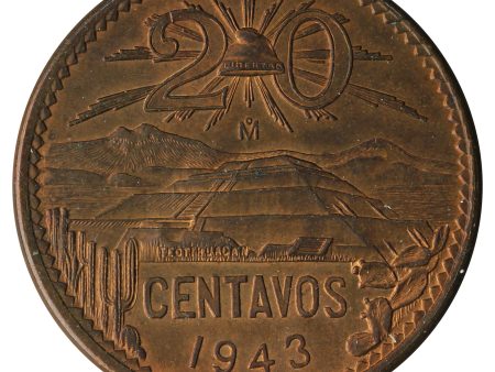 Mexico 1943 20 Centavos AU-UNC (AU-55) Sale