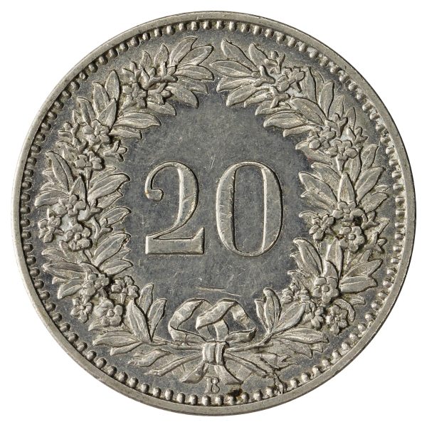 Switzerland 1899 20 Rappen Almost Uncirculated (AU-50) $ Online Sale