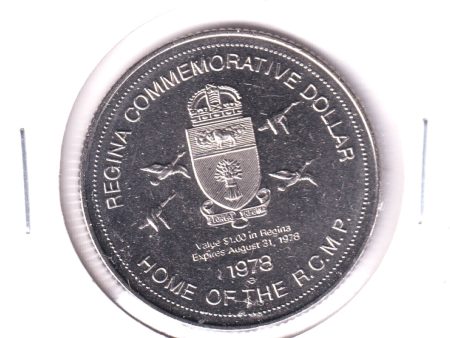 1978 Regina Commemorative Token Dollar: 1882 - NWMP Headquarters Established in Regina Fashion