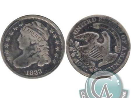 1833 Last 3 High USA Dime VG-F (VG-10) For Sale