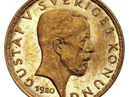 Sweden 1920W Gold 5 Kroner Choice Brilliant Uncircualted (MS-64) For Discount