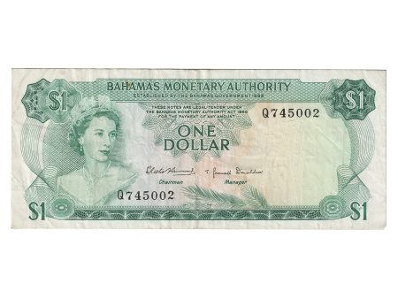 Bahamas L. 1968 1 Dollar Note, Pick #27a, VF (Stain) Sale