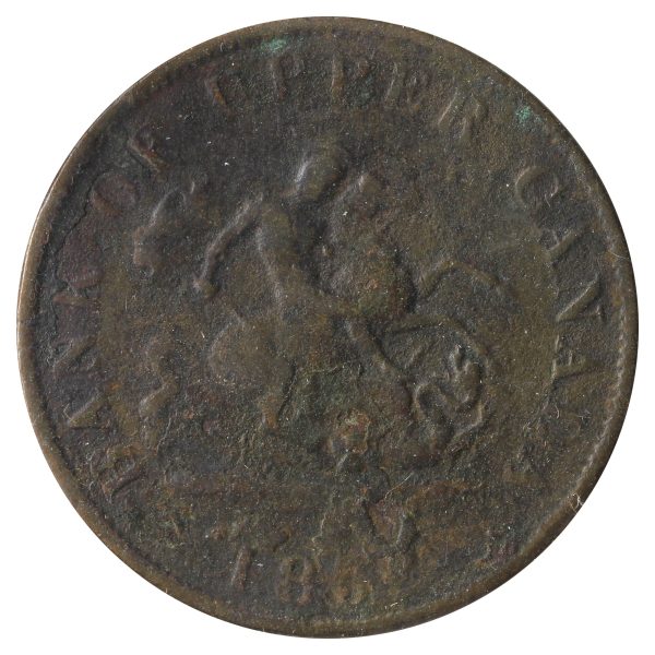 PC-5B2 1852 Upper Canada Half Penny Token VG-F (VG-10) Scratched, Cleaned or Impaired. For Discount