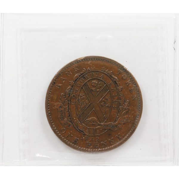 PC-2b 1842 Province of Canada Bank of Montreal Penny Token ICCS Certified EF-45 BR #526 For Sale