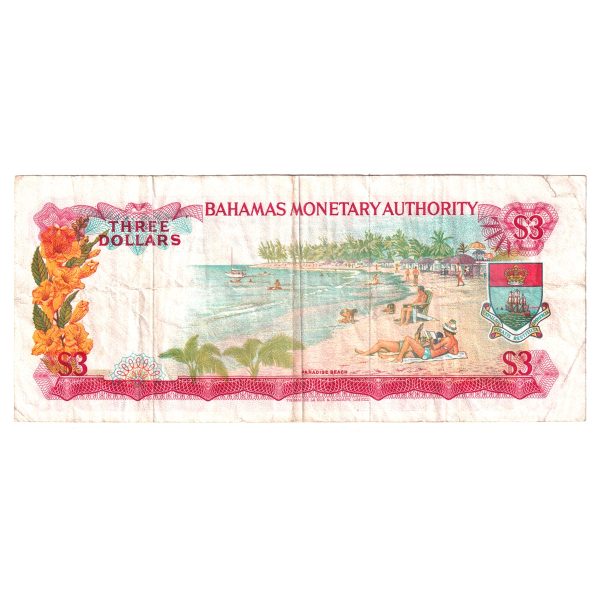 Bahamas Note, Pick #28a 1968 3 Dollars, Very Fine (VF-20) Tear Online Hot Sale