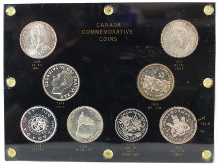 Set of 8x 1935-1971 Canada Commemorative Dollars, 8Pcs in Display Supply