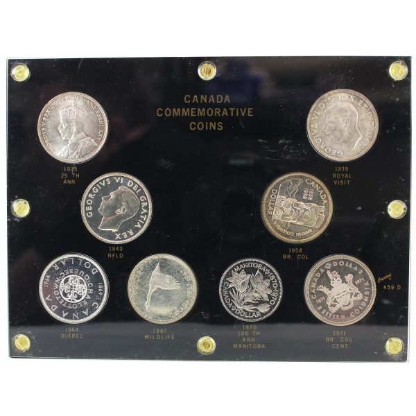 Set of 8x 1935-1971 Canada Commemorative Dollars, 8Pcs in Display Supply