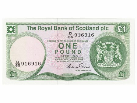 Scotland 1986 Royal Bank of Scotland 1 Pound Note, SC831b, AU Supply