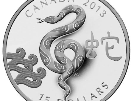 RDC 2013 Canada $15 Zodiac Year of the Snake Fine Silver (No Tax) scratched capsule Online now