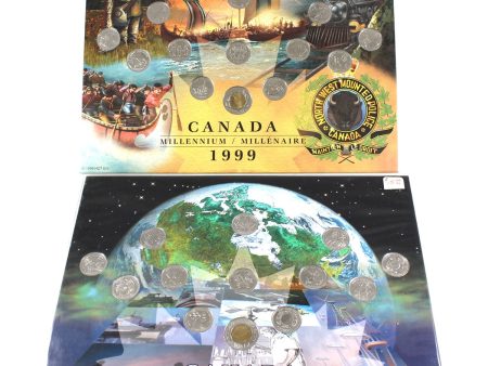 Pair of 1999 & 2000 Canada 13-coin Millennium 25-cent & Two Dollar Map Boards, 2Pcs Online