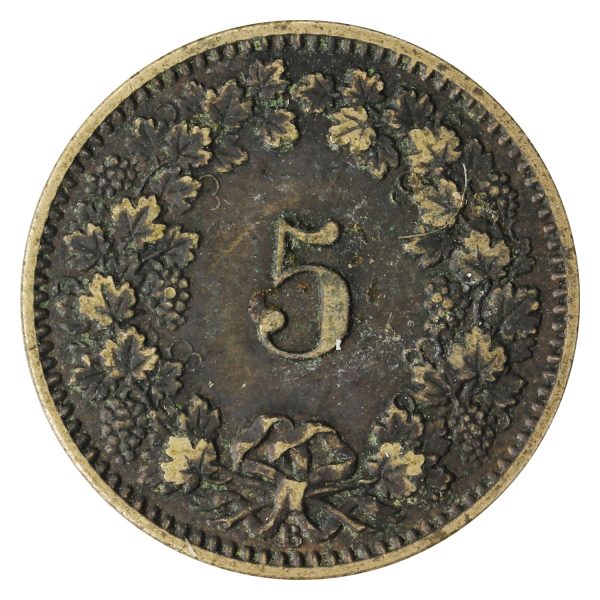 Switzerland 1874 5 Rappen Very Fine (VF-20) on Sale