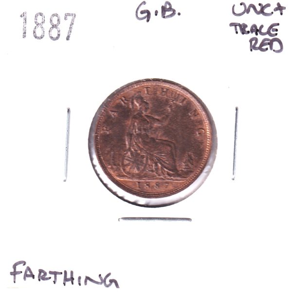 Great Britain 1887 Farthing UNC+ (MS-62) Trace Red Discount