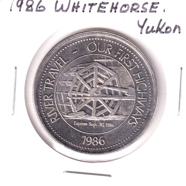 1986 Whitehorse, YT, Trade Dollar Token: River Travel - Our First Highways For Cheap