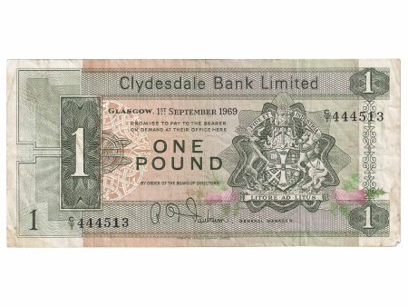 Scotland 1969 Clydesdale Bank 1 Pound Note, SC317b, VF Online Sale