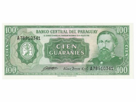 Paraguay L.1952 100 Guaranies Note, Pick #199b, UNC For Sale