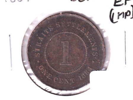 Straits Settlements 1884 Cent VF-EF (VF-30) Impaired Cheap