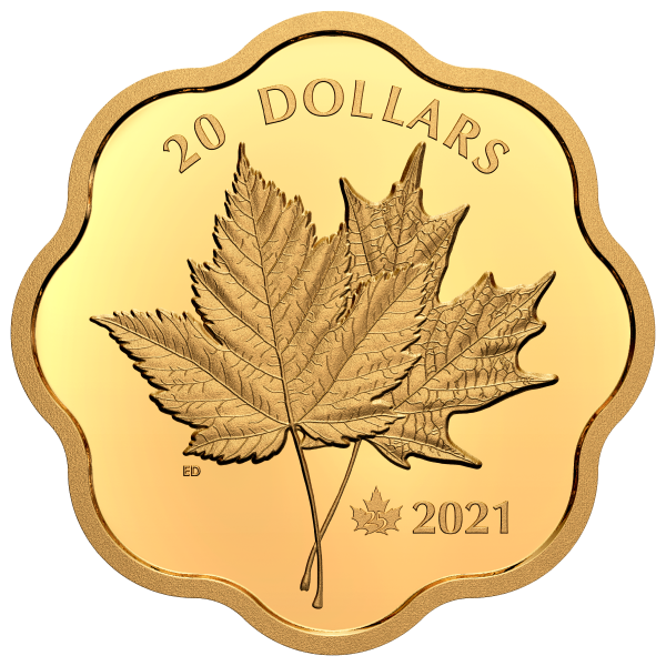 RDC 2021 Canada $20 Iconic Maple Leaves Gold Plated Fine Silver (No Tax) Scuffed Sale