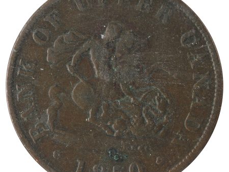 PC-5A 1850 Province of Canada, Bank of Upper Canada Penny Token Very Good (VG-8) Scratched, Cleaned, Impaired Supply