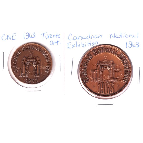 Pair of 1963 Canadian National Exhibition Medallions on Sale