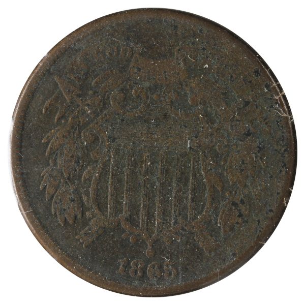 1865 USA 2 Cents Fine (F-12) Scratched, Cleaned or Impaired Online