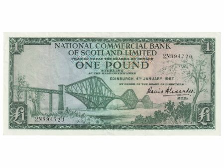 Scotland 1967 National Commerical Bank of Scotland 1 Pound Note, SC602b, EF on Sale