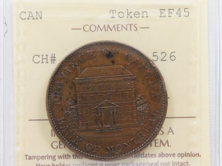 PC-2b 1842 Province of Canada Bank of Montreal Penny Token ICCS Certified EF-45 BR #526 For Sale