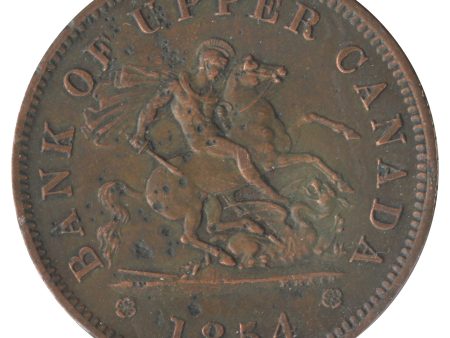 PC-6C1 1854 Upper Canada Penny Bank Token Extra Fine (EF-40) Impaired Online Hot Sale