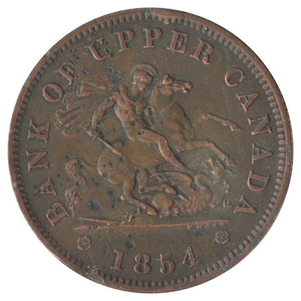 PC-6C1 1854 Upper Canada Penny Bank Token Extra Fine (EF-40) Impaired Online Hot Sale