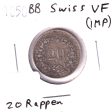 Switzerland 1850BB 20 Rappen Very Fine (VF-20) Impaired Supply