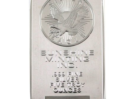 Vintage Sunshine Mint 5oz .999 Fine Silver Bars (No Tax) May have light toning Discount