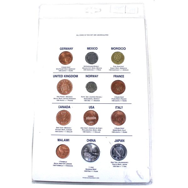 Set of 12x Uncirculated World Coins in EPCOT Card Hot on Sale