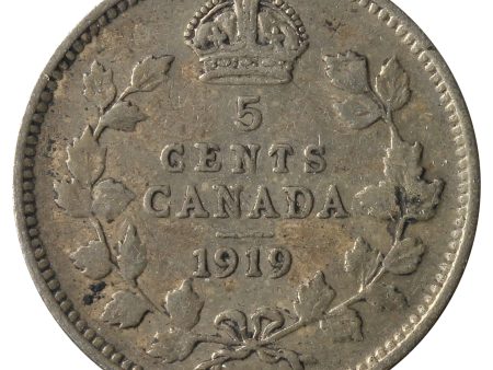 1919 Canada 5-Cents VG-F (VG-10) Scratched, Cleaned or Impaired. on Sale