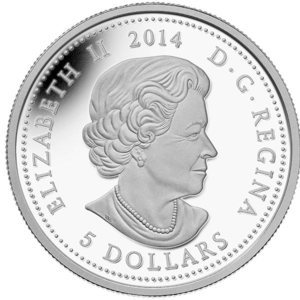 RDC 2014 Canada $5 Princess to Monarch Fine Silver (No Tax) lightly toned For Sale