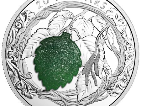 RDC 2017 Canada $20 Brilliant Birch Leaves with Drusy Stone - Toned Supply