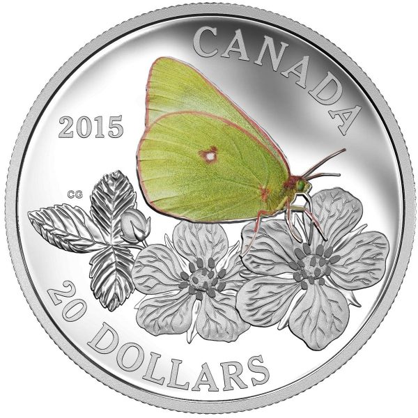 RDC 2015 $20 Butterflies of Canada - Giant Sulphur Silver (No Tax) dents residue on sleeve Online