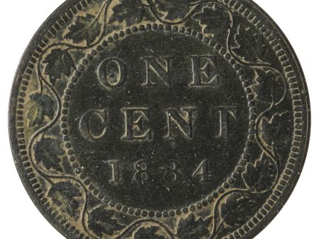 1884 Obv. 2 Canada 1-Cent VF-EF (VF-30) Scratched, Cleaned or Impaired. Online Hot Sale