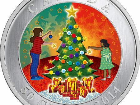 RDC 2014 Canada 50-cent Christmas Tree Cupronickel Lenticular Coin (damaged sleeve) For Sale